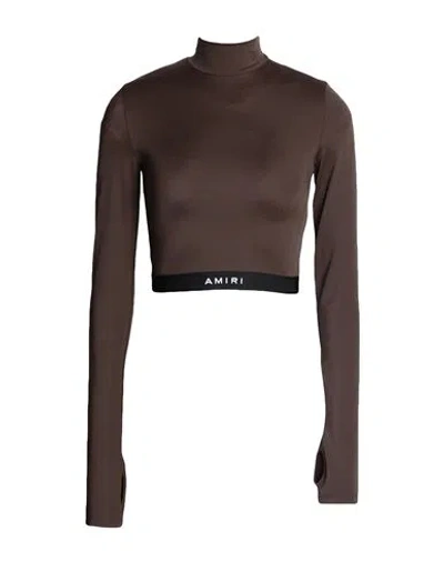 Amiri Woman Top Dark Brown Size L Polyamide, Elastane
