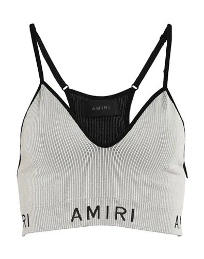 Amiri Woman Top Light Grey Size L Polypropylene, Polyamide, Elastane In Off White
