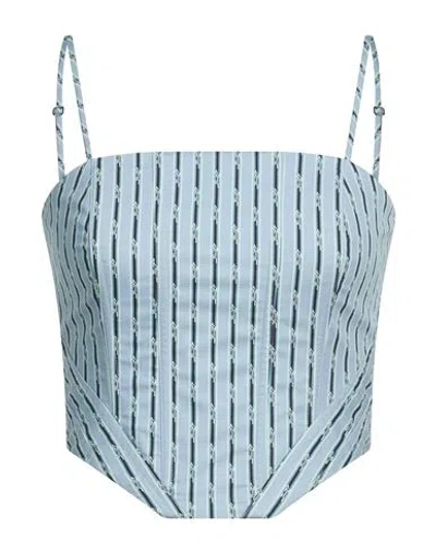 Amiri Woman Top Sky Blue Size 4 Cotton