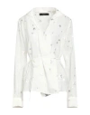 Amiri Woman Top White Size 2 Silk, Metallic Polyester In White
