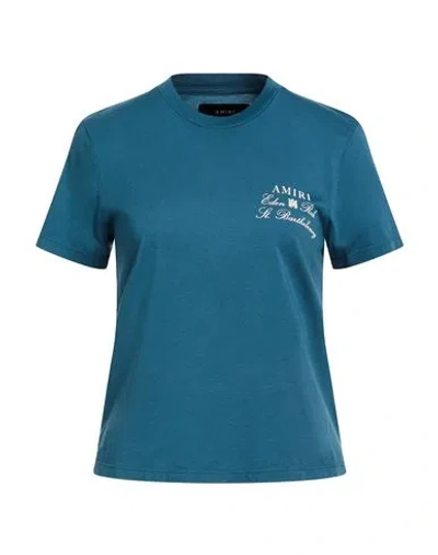 Amiri Woman T-shirt Slate Blue Size L Cotton