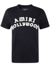 Amiri Hollywood Crew Neck Text Print Top In Black