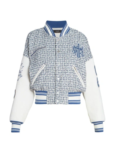 Amiri Women's Boucle Varsity Jacket In Ashley Blue