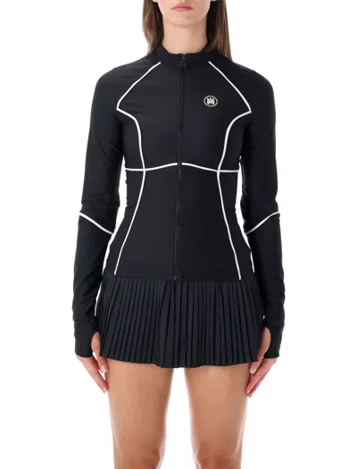 Amiri Women's Fitted Zip Front Long Sleeve Top In Black