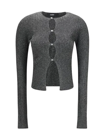 Amiri Black Viscose Cardigan In Gray