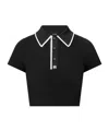 Amiri Logo Embroidered Cropped Polo In Black