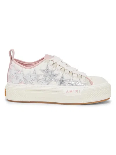 Amiri Metallic Stars Court Low Leather Low-top Sneakers In White