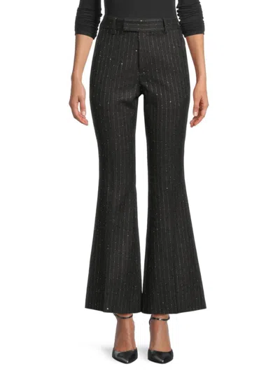 Amiri Women's Sequin Pinstripe Flare Pants In Gray