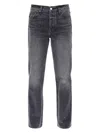 Amiri Mid-rise Logo-patch Straight-leg Jeans In Grey