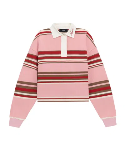 Amiri Striped Oversized Long-sleeve Polo In Multi