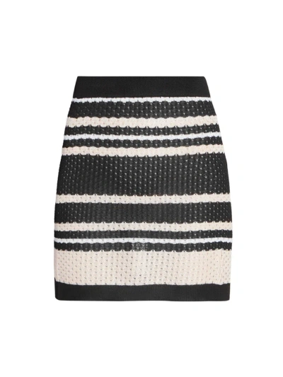 Amiri Striped Pointelle Knit Mini Skirt In Black