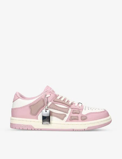 Amiri Womens Pink Skel Panelled Leather Low-top Trainers