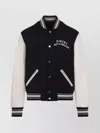 Amiri Tailored Black Wool Blend Varsity Jacket With Embroidered Details In Gray