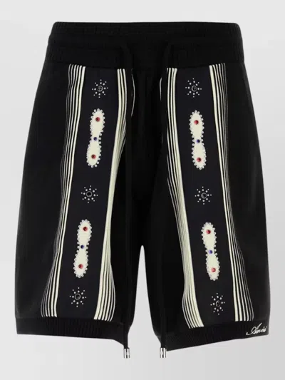 Amiri Wool Blend Bermuda Shorts Ribbed Hem In Black