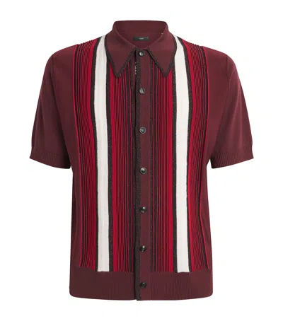 Amiri Wool-blend Embellished Stripe Shirt In Burgundy
