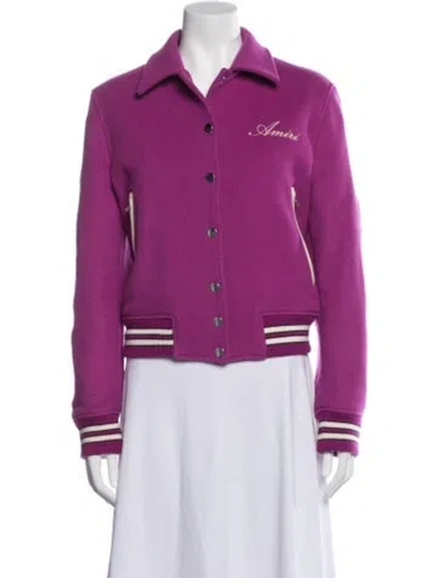 Pre-owned Amiri Wool Bomber Jacket In Purple