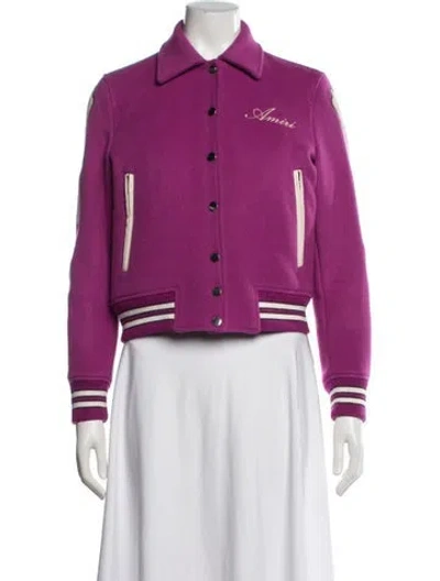 Pre-owned Amiri Wool Bomber Jacket In Purple