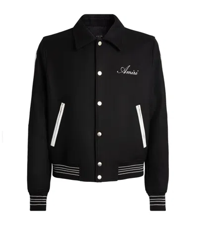 Amiri Wool Bones Varsity Jacket In Black