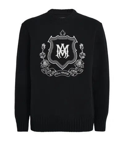 Amiri Wool Crest Logo Sweater In Black