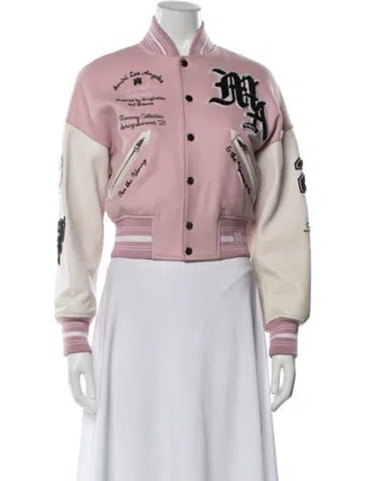 Pre-owned Amiri Wool Graphic Print Bomber Jacket In Pink
