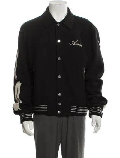 Pre-owned Amiri Wool Graphic Print Varsity Jacket In Black