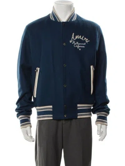 Pre-owned Amiri Wool Graphic Print Varsity Jacket In Blue