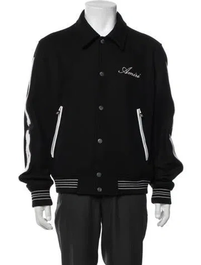 Pre-owned Amiri Wool Graphic Print Varsity Jacket In Gray