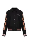 Amiri Mens Black Snake Bones Embroidered Relaxed-fit Wool-blend Felt Jacket In Black