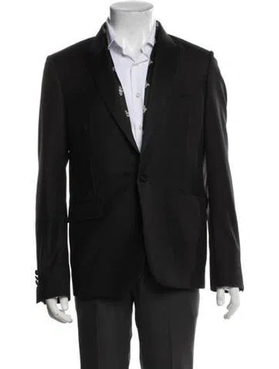 Pre-owned Amiri Wool Leather Trim Embellishment Blazer In Black