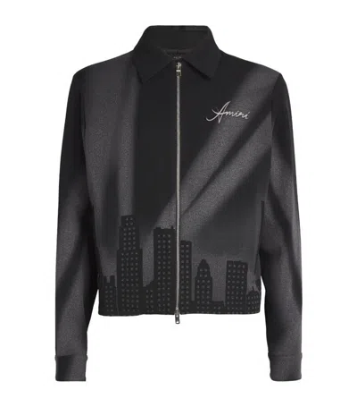 Amiri Wool Spotlight Zip-up Jacket In Black