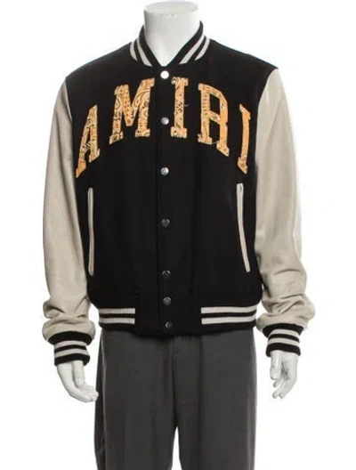Pre-owned Amiri Wool Striped Varsity Jacket In Black