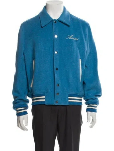Pre-owned Amiri Wool Striped Varsity Jacket In Blue