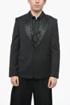 Amiri Wool Tuxed Jacket With Leather Detail In Black