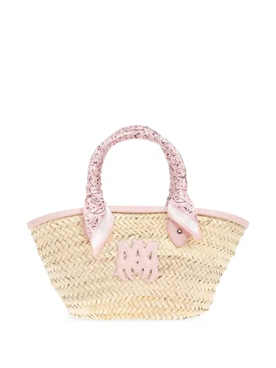 Amiri Woven-raffia Tote Bag In Neutral