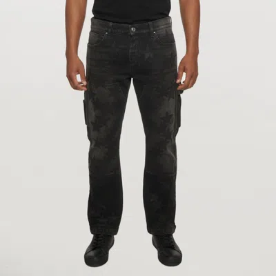 Pre-owned Amiri X Chemist Black Star Applique Denim Carpenter Jeans M/waist 35"