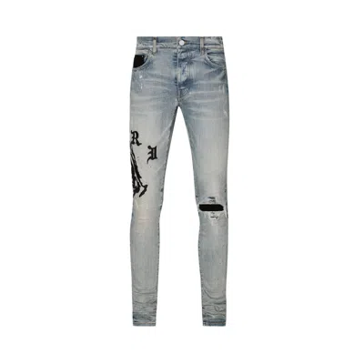 Pre-owned Amiri X Wes Lang Reaper Logo Jean 'clay Indigo'