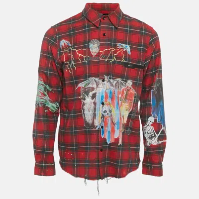 Pre-owned Amiri X Wes Lang Red Check Print Flannel "blood '38" Graphic Shirt M