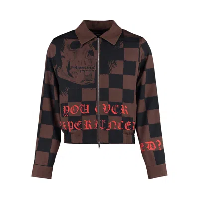 Pre-owned Amiri X Wes Lang Skull Zip Shirt 'brown' | Men's Size Xl
