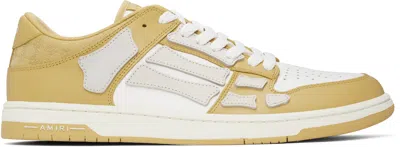 Amiri Yellow Debossed Ma Quad Skel Top Low Sneakers In Champagne