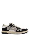 Amiri Crystal Skel Top Low Leather And Suede Sneakers With Rhinestones Detail