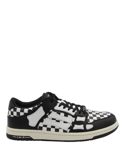 AMIRI BLACK AND WHITE LEATHER SNEAKERS