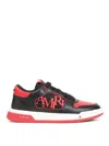 Amiri Low Top Sneakers With Round Toe And Perforated Patch In Red