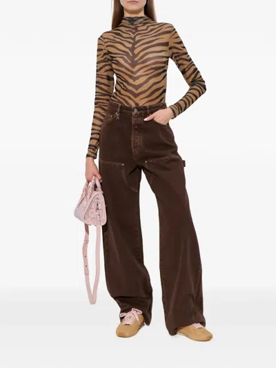 Amiri Tan Zebra Long-sleeved T-shirt In Brown