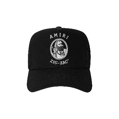 Pre-owned Amiri Zig Zag Trucker Hat 'black/white'