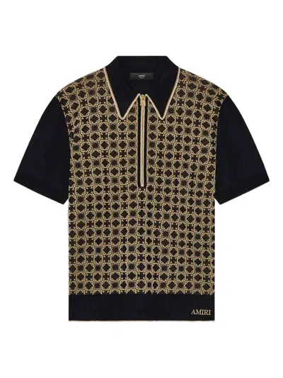 Amiri Zip Detail Ribbed T-shirt In Brown