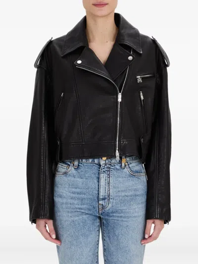 Amiri Zip-front Leather Jacket In Multi