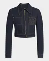 Amiri Zip-up Cropped Denim Jacket In Blue