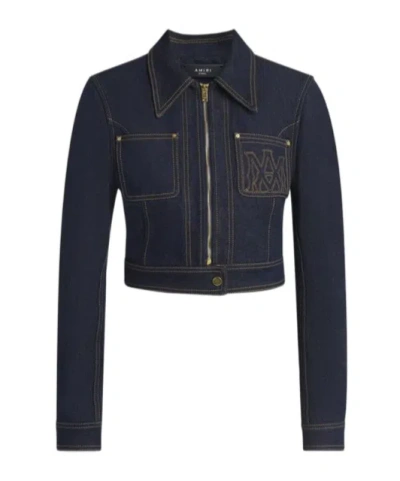 AMIRI ZIP-UP CROPPED DENIM JACKET