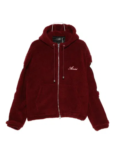 Amiri Zip-up Hoodie In Burgundy