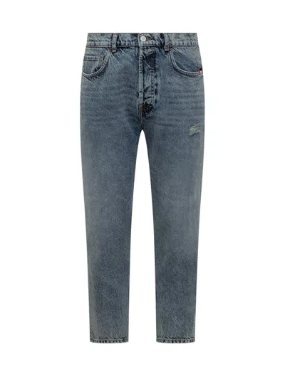 Amish Straight Denim Stonewashed Jeans In Blue